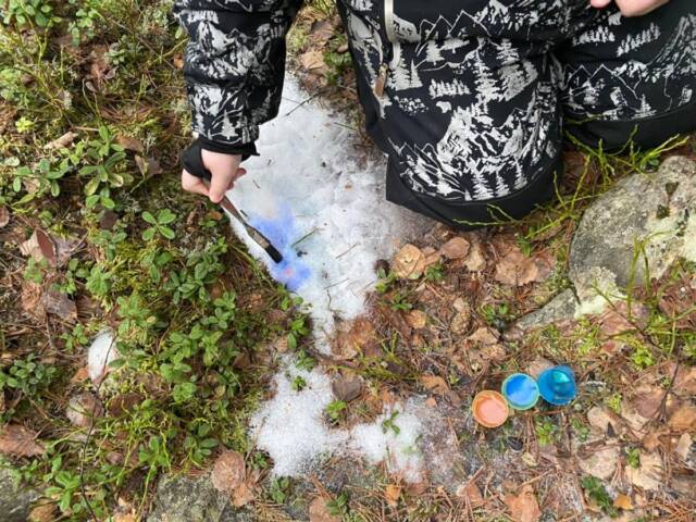 lumen maalausta metsäretkellä